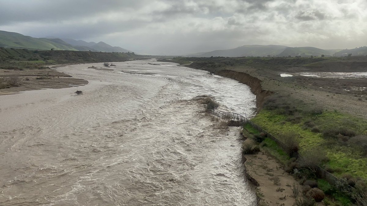 Sisquoc river near tepesquet in northern Santa Barbara County is flowing