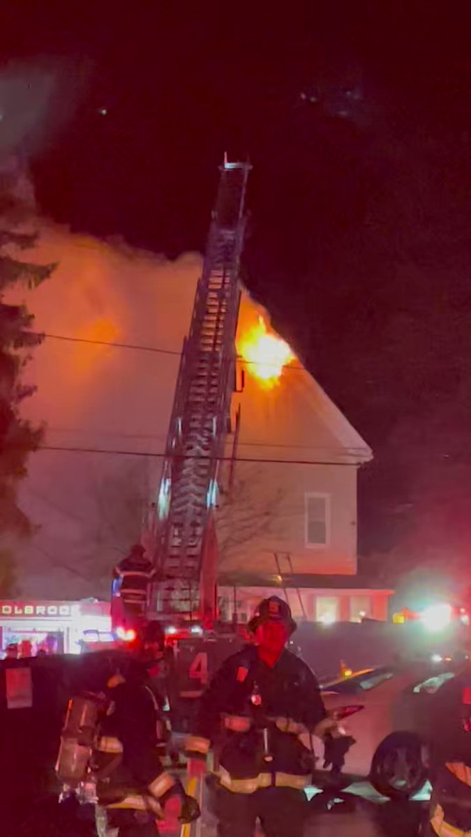 Holbrook: 69 Belcher St 4th alarm equivalent, heavy fire through the roof, 2 rescues early on, one on a roof, one in the basement, both transported, avoid area Boston25   News Holbrook Massachusetts HouseFire Fire