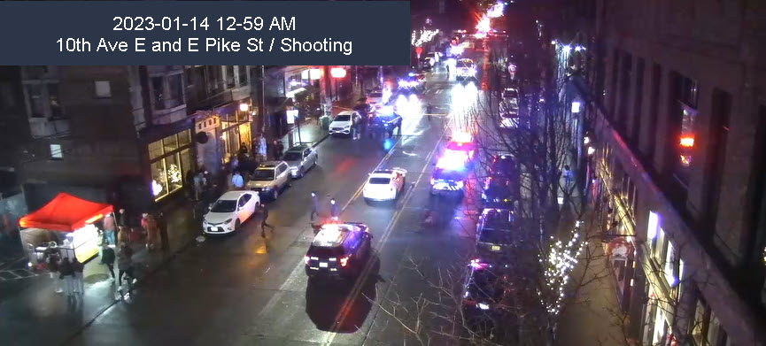 Shooting scene in Capitol Hill area of Seattle, 10th Ave E and E Pike St