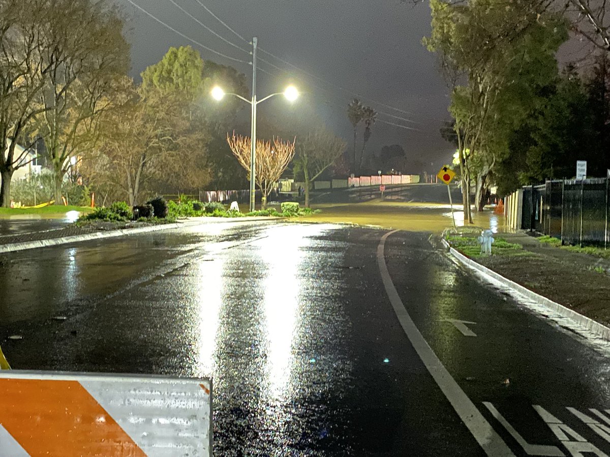 Harbor St at Stoneman Ave in Pittsburg is blocked off because of serious flooding. Water is coming from the nearby Kirker Creek overwhelmed with heavy rain water. This caused some people from the Fox Creek Apartments next door to be evacuated overnigh