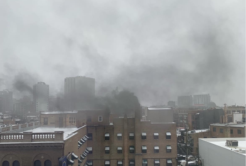 CFD responding to basement fire inside vacant building in Lincoln Park on Diversey Parkway.