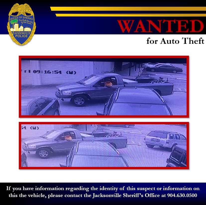 Jax Sheriff's Office:JSO responded to an auto theft in the 10000 block of Atlantic Blvd. The pictured suspect took the vehicle from a business in the area