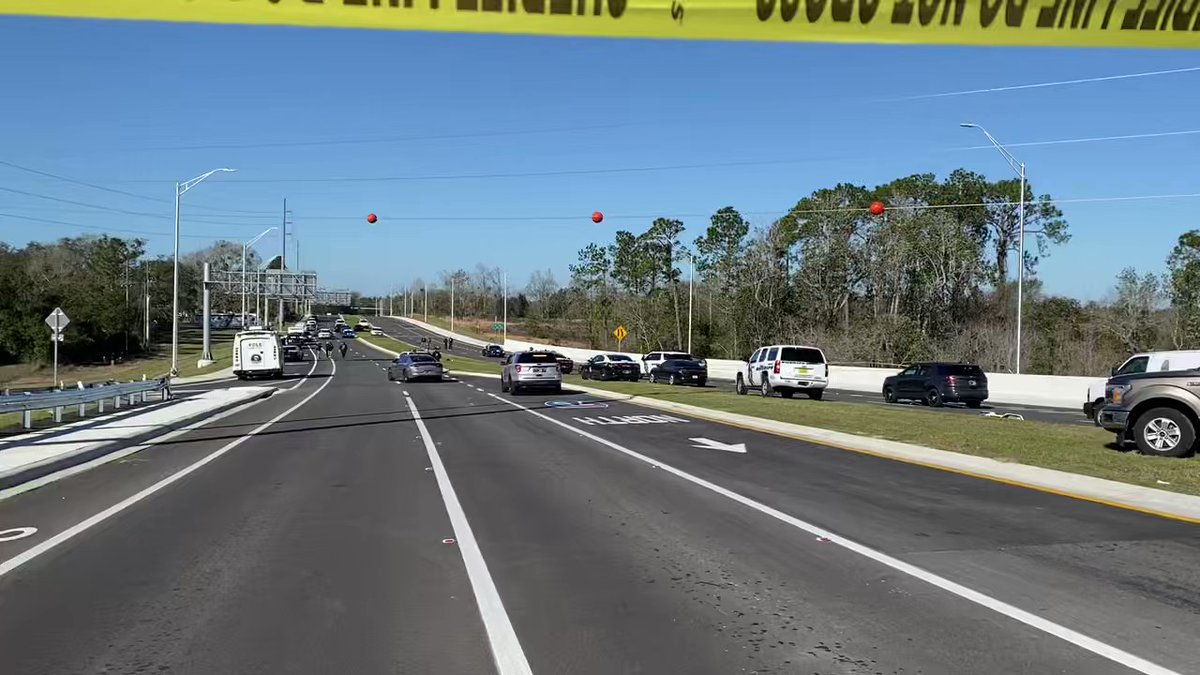 Scene of a Florida Highway Patrol Officer-involved shooting on Overpass Road just east of Old Pasco Rd. Pasco Sheriff's Office and their forensic unit are on scene.