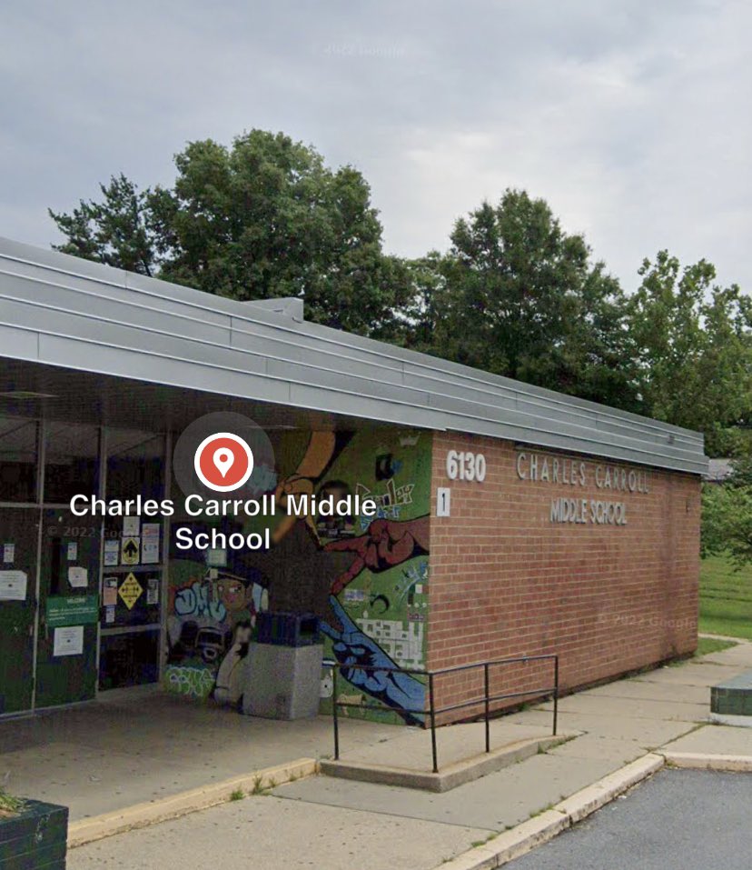 Charles Carroll Middle School in New Carrollton, Prince George's County was briefly placed on lockdown around 9:30am after police received a report of a shooting with a child shot. Officers arrived on scene and determined that no shooting occurred.