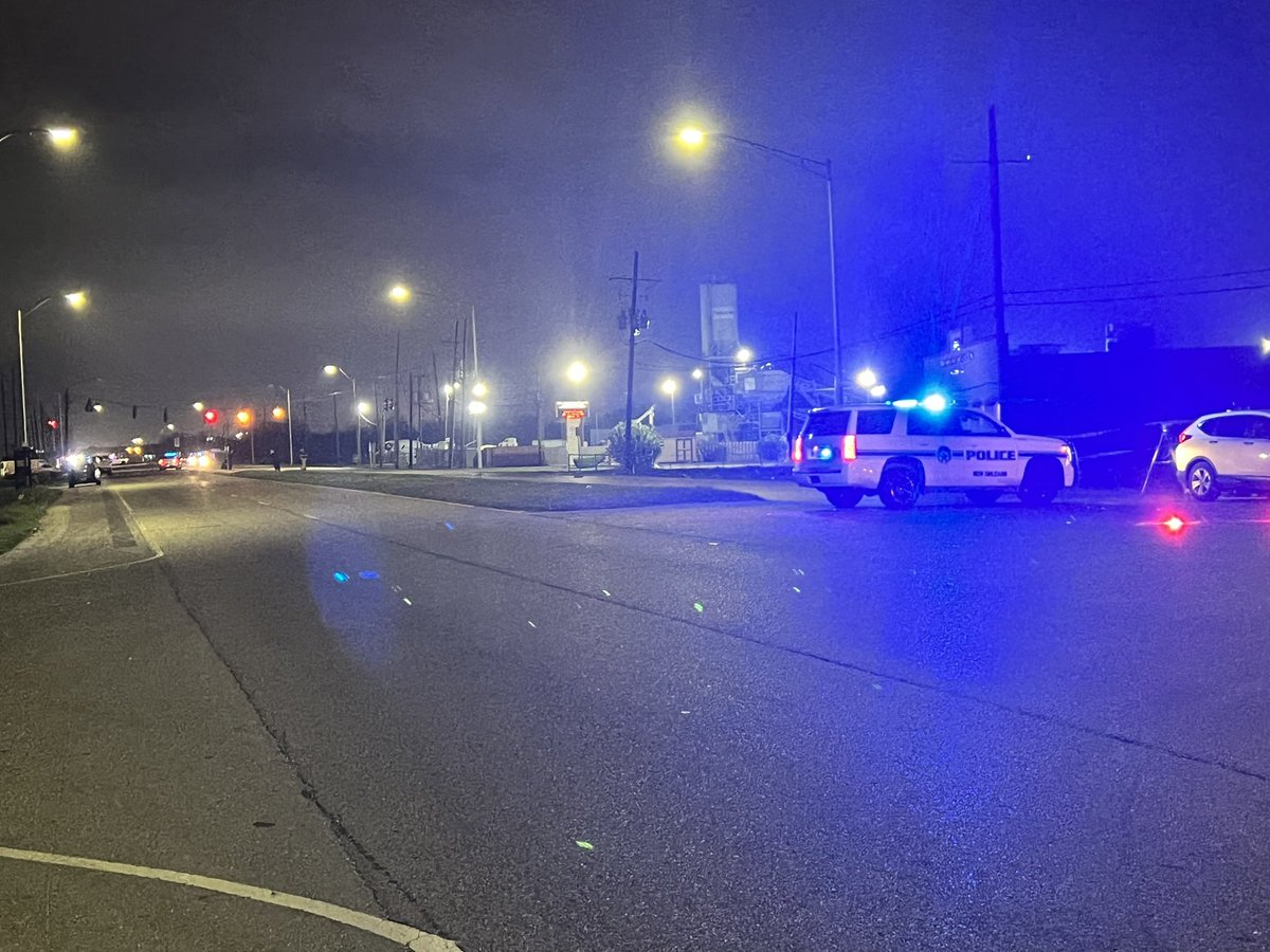 On the scene of a deadly shooting on Chef Menteur Highway in NOLA East near Bullard. The NOPD says three people injured including two kids and two people dead. Police actively investigating the scene - part of Chef Menteur is blocked at this time.