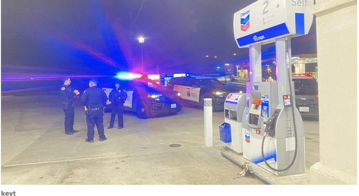 An arrest has been made after early morning damage was reported to gas pumps and windows at the Chevron station on La Cumbre in Santa Barbara.  A 44-year old man was found and arrested by police.  Surveillance video was obtained from the station