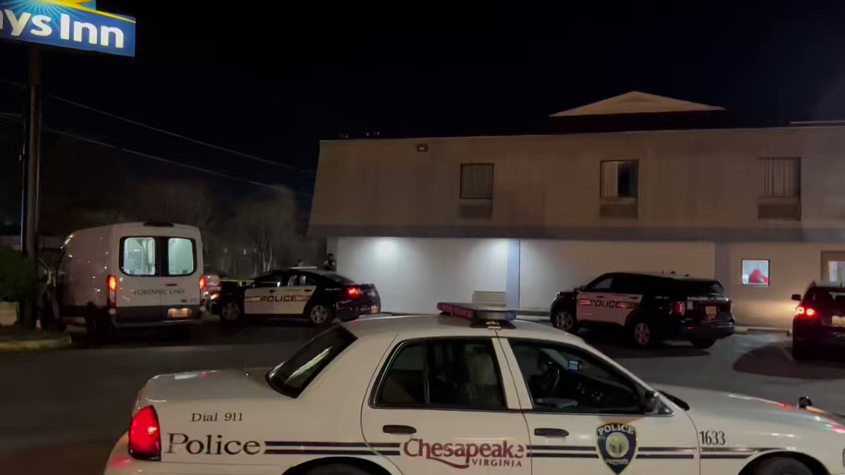 Hotel shooting investigation underway in Chesapeake, Virginia this evening. One man was hurt; he's expected to survive his injuries