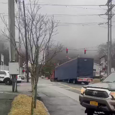 A freight train has slammed into a tractor-trailer  Haverstraw   Newyork. Video as it shows the moment when a freight train slammed into a tractor-trailer in Haverstraw New York causing wide spread damage and debris. Police say the truck had