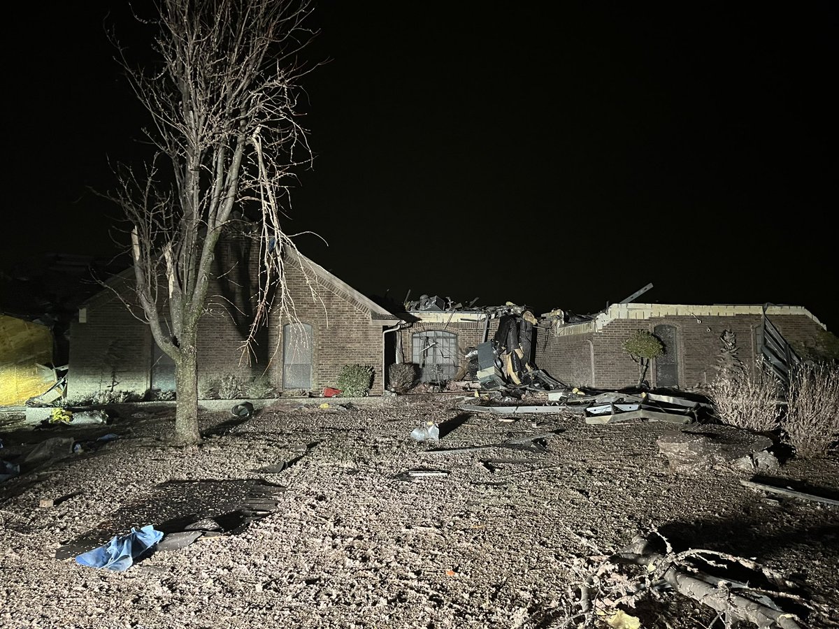 More tornado damage in Norman:  This is also off of 36th and Lindsay. The roof is totally ripped off of this home. The homeowner tells he's spending the night at a family members house and will start the clean up process once the sun comes up