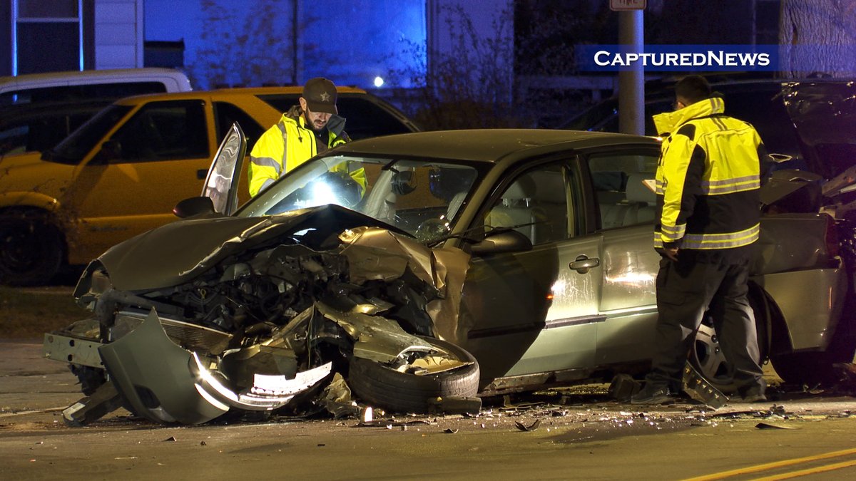 CALUMET CITY, IL: Police investigate a multiple-vehicle crash in the 200 block of River Oaks Drive Wednesday night. Accident reconstruction team is on the scene. Extensive Damage.