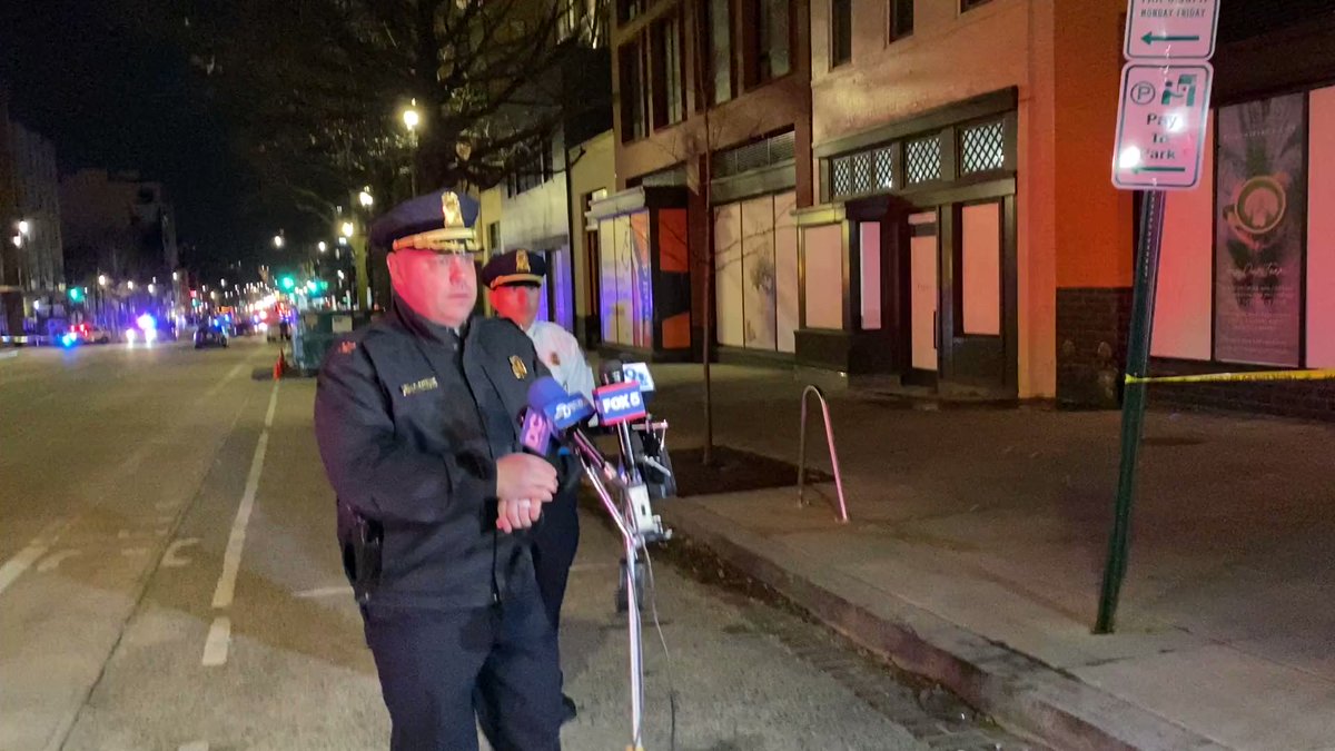 Two people shot just off of 14th Street around 9:30 last night.  One man was shot in the stomach and a woman who was walking down the street was hit in the leg with a stray bullet. Bullets riddled cars and nearby apartment buildings.  Police are still on the scene