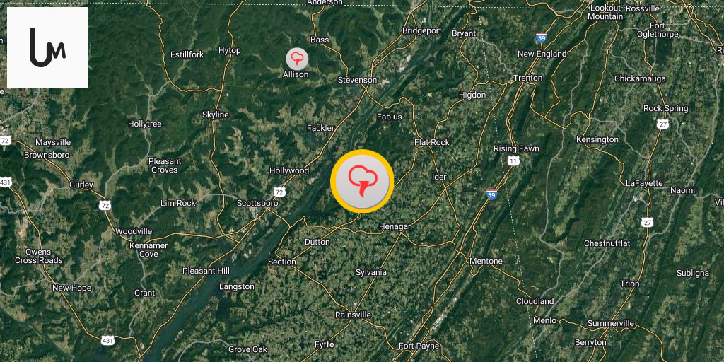 Tornado Warning including Scottsboro AL, Henagar AL and Section AL