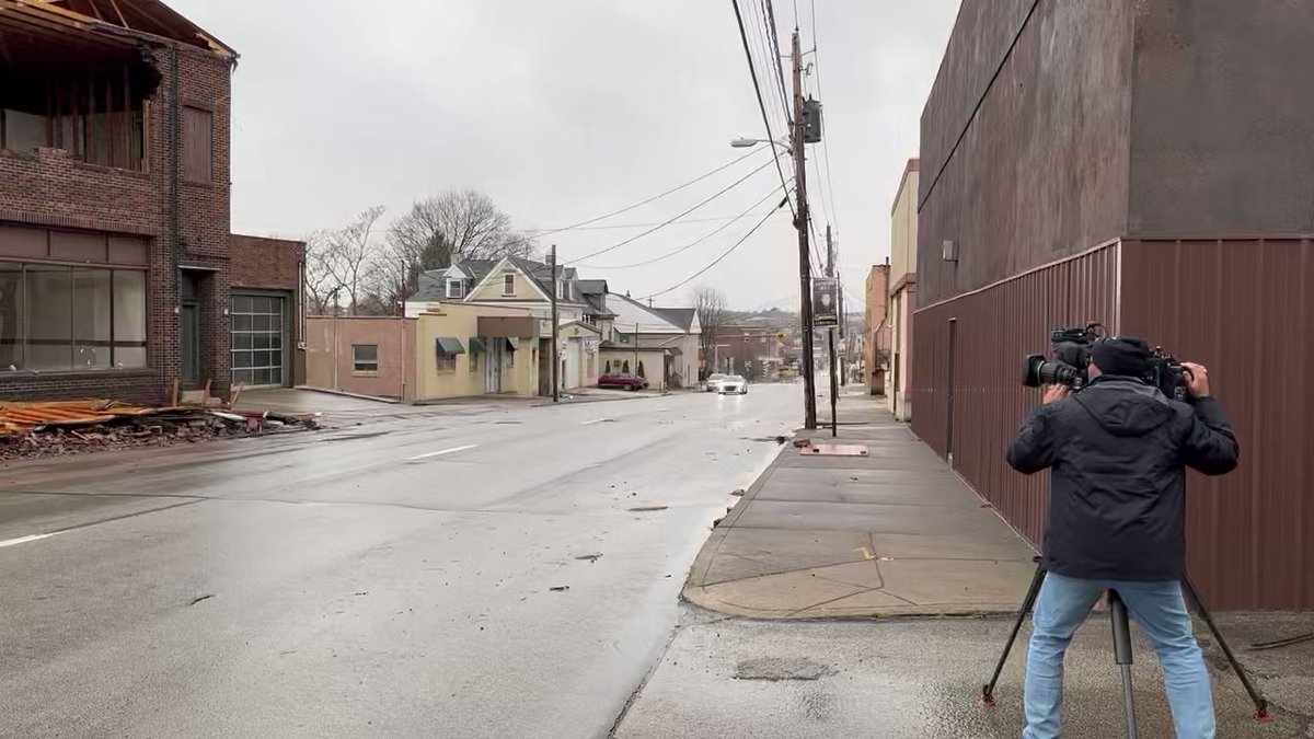 High Wind damage from overnight here in Uniontown Pennsylvania. Power is still out in much of the town as we are driving through.