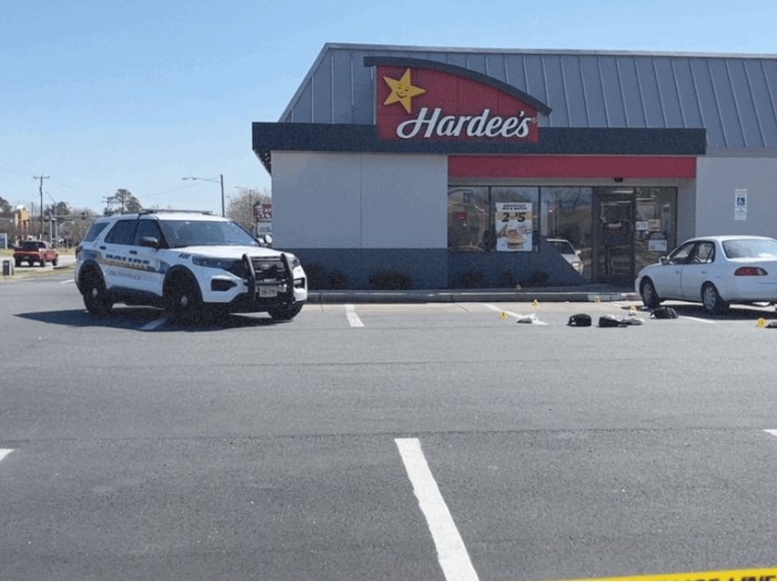 Virginia Beach Police Officers are investigating a shooting at the Hardee's in Timberlake Shopping Center. One man was taken to the hospital with life threatening injuries. Police say they have a couple people detained - they wouldn't confirm exactly how many.