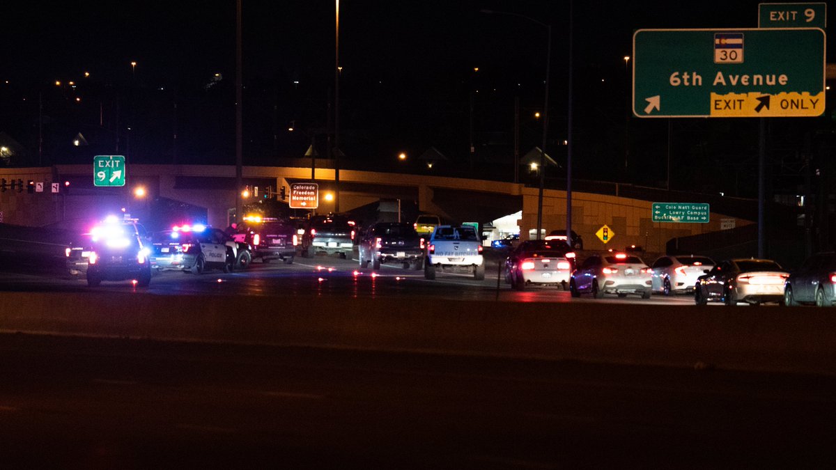 Aurora Police blocking off a portion of I-225 near 6th Ave as they investigate a shooting where two people suffered non-life-threatening injuries