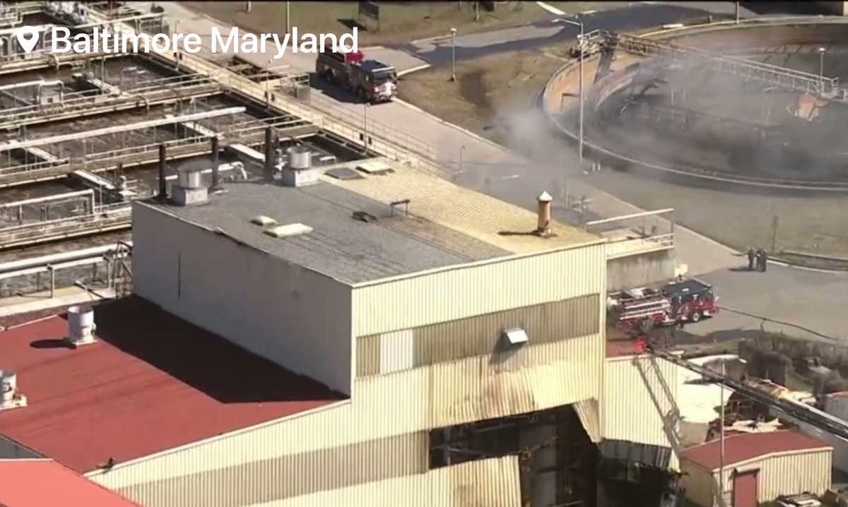 Large Explosion with a active fire reported at a River Waste Water Treatment plant   Baltimore   Maryland   Numerous firefighters and have been dispatched