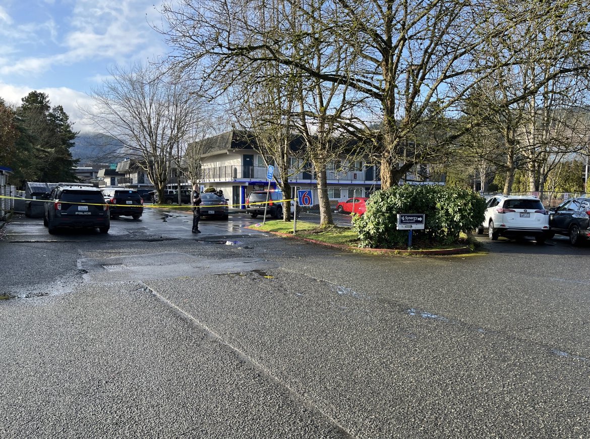Issaquah Police have located the suspect in this morning's double shooting at Motel 6. Police say he has a self-inflicted gunshot wound and is being transported for treatment