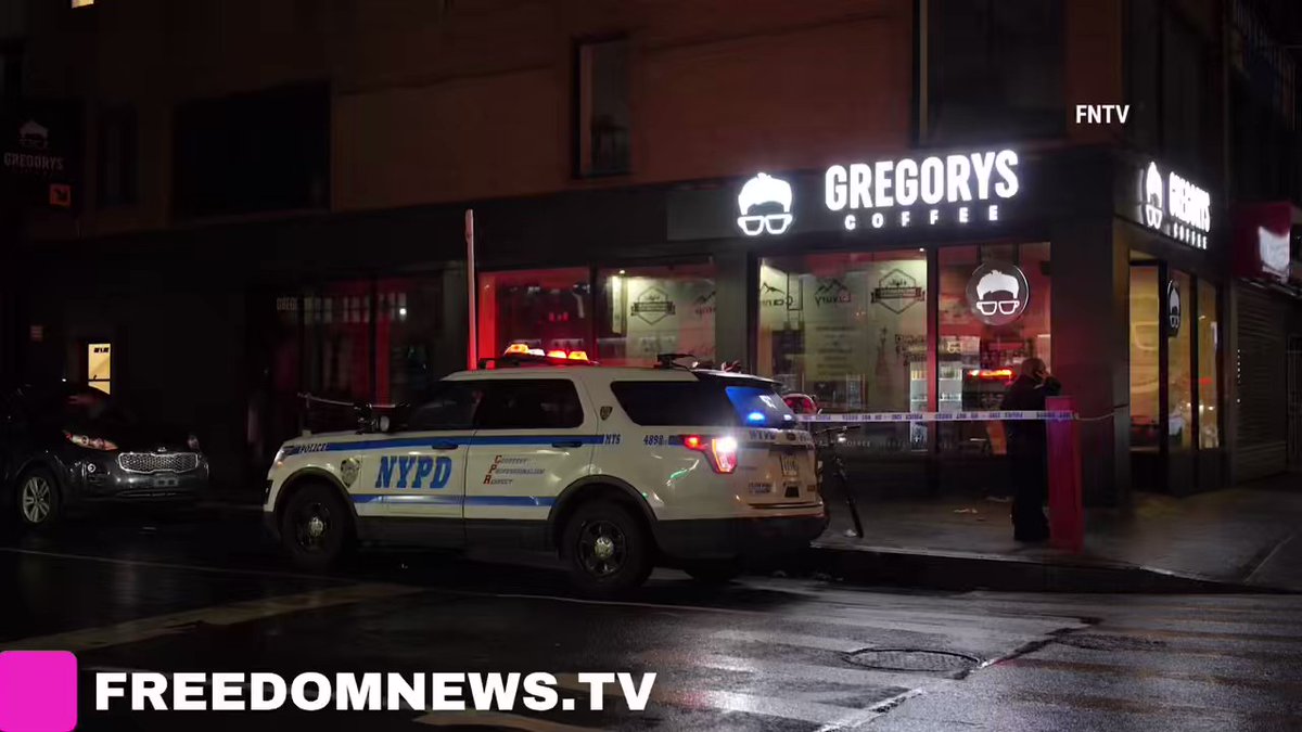 Man stabbed multiple times allegedly by his wife outside Gregorys Coffee near 6th Ave & W 31st St in Midtown Manhattan NYC. Condition unknown.  Female was taken into police custody, charges pending.
