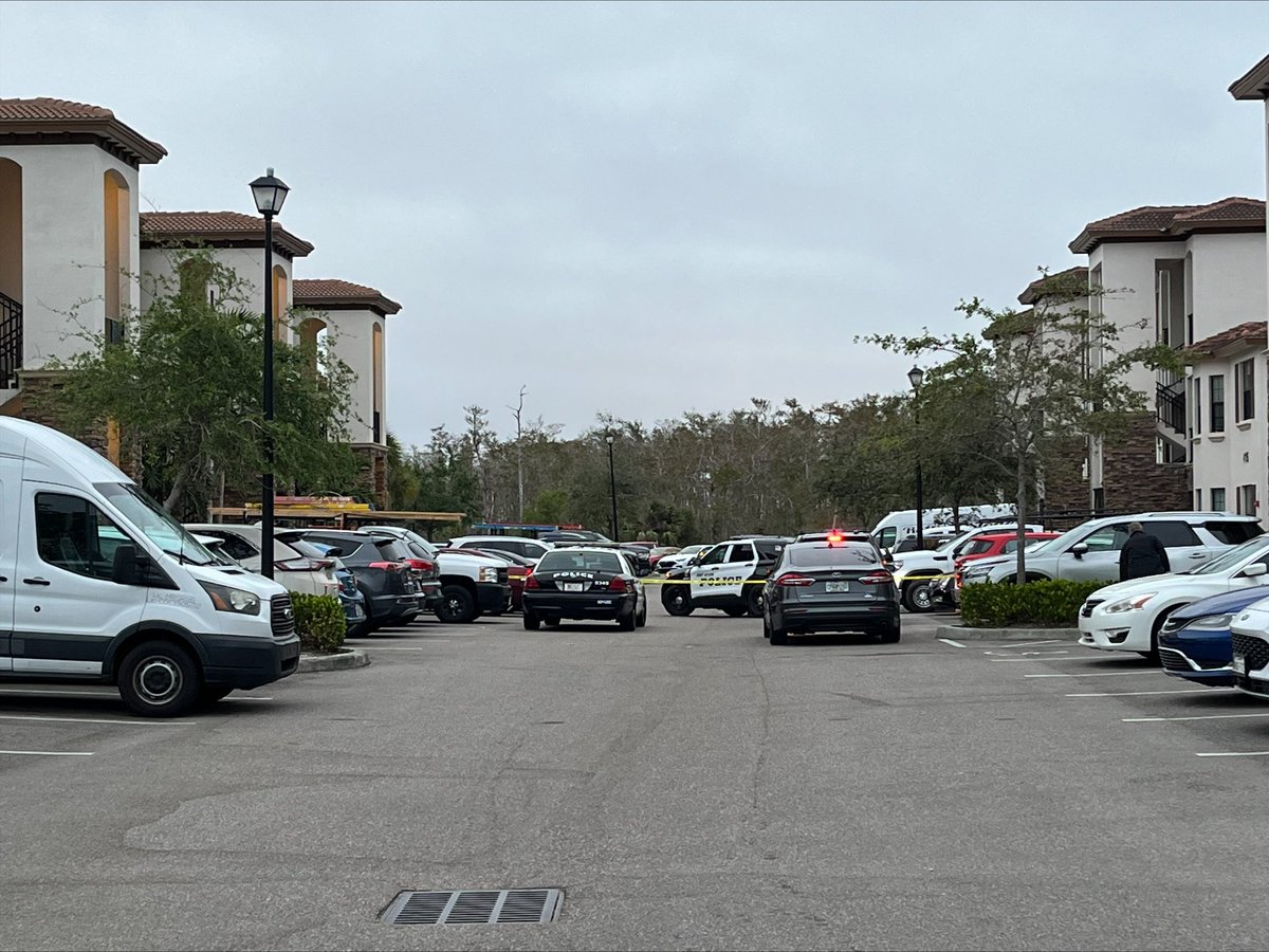 image from the scene as of around 7:45am. @amygalo_ reports the number of police cars are dwindling since she arrived at 5:30, and Portofino Cove residents are free to come and go as normal