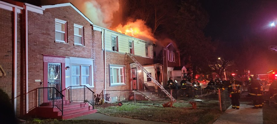 Mayday response for fire at 2252 e. 100th after the 2nd floor collapsed.   CFD says two firefighters were reported trapped. One is now out. The other is still inside, but has been located and crews are working to get them out, while continuing to fight the fire.