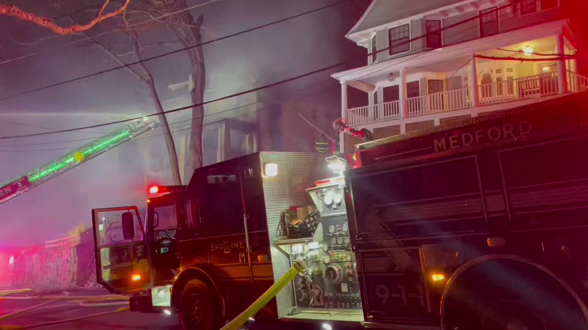 Crews continue  fighting fire at single-family home on Terrace Road in Medford. Chief says house is vacant and was undergoing major renovations