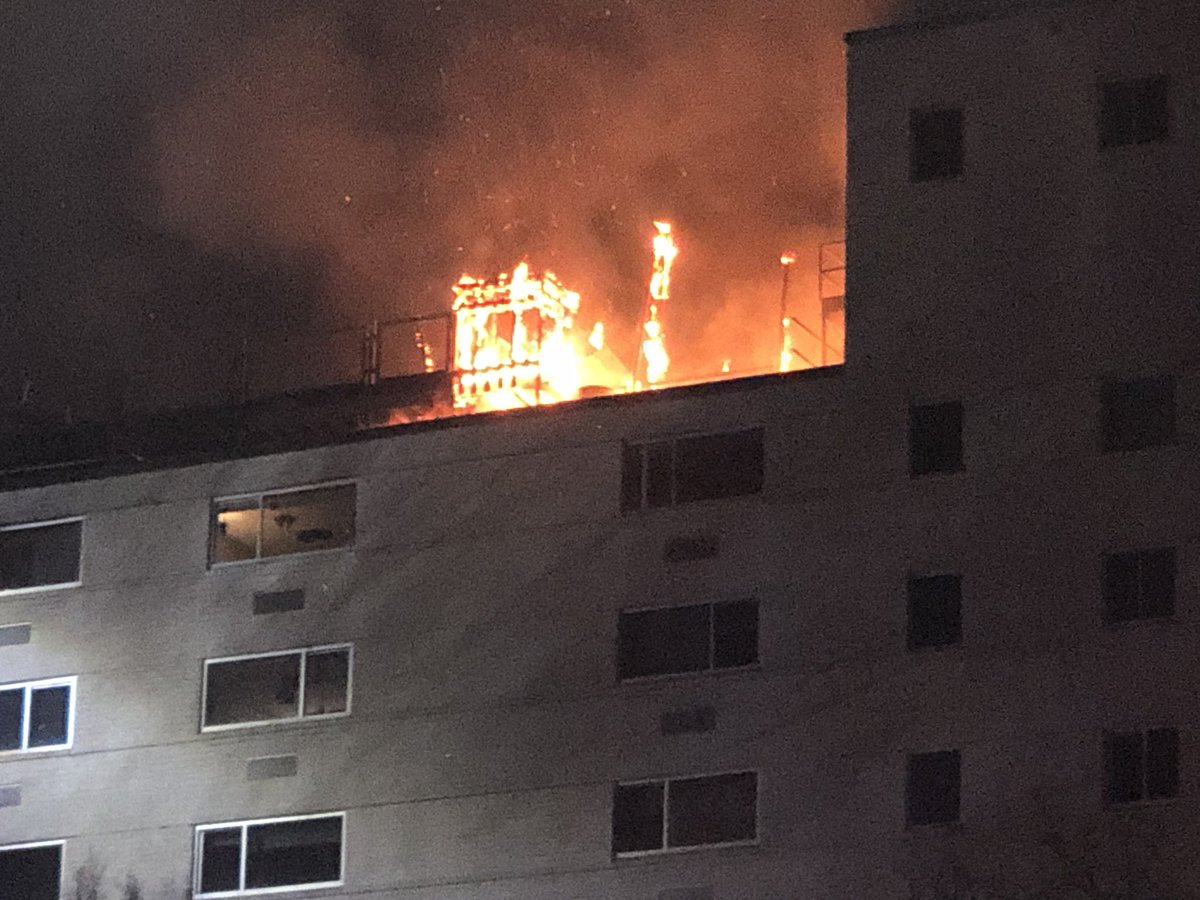 A massive apartment fire has broken out at the 500 Fifth Apts at the corner of John Lewis Way and James Robertson Pkwy