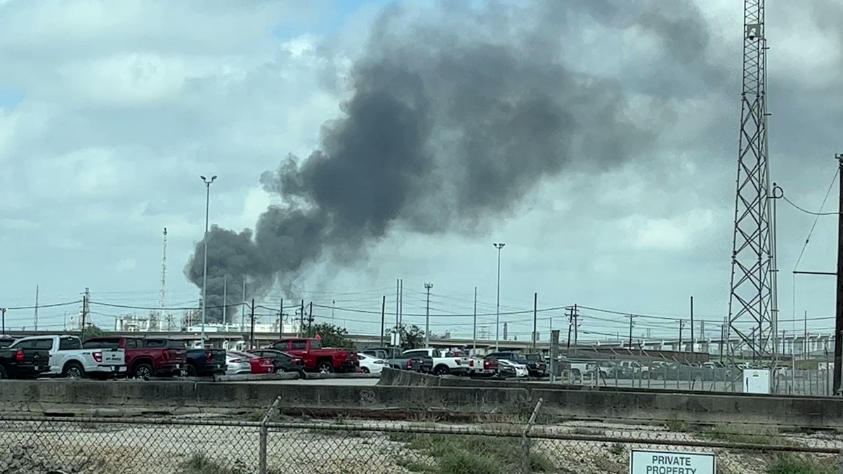 There's a large fire burning at plant along Highway 225 in Pasadena.