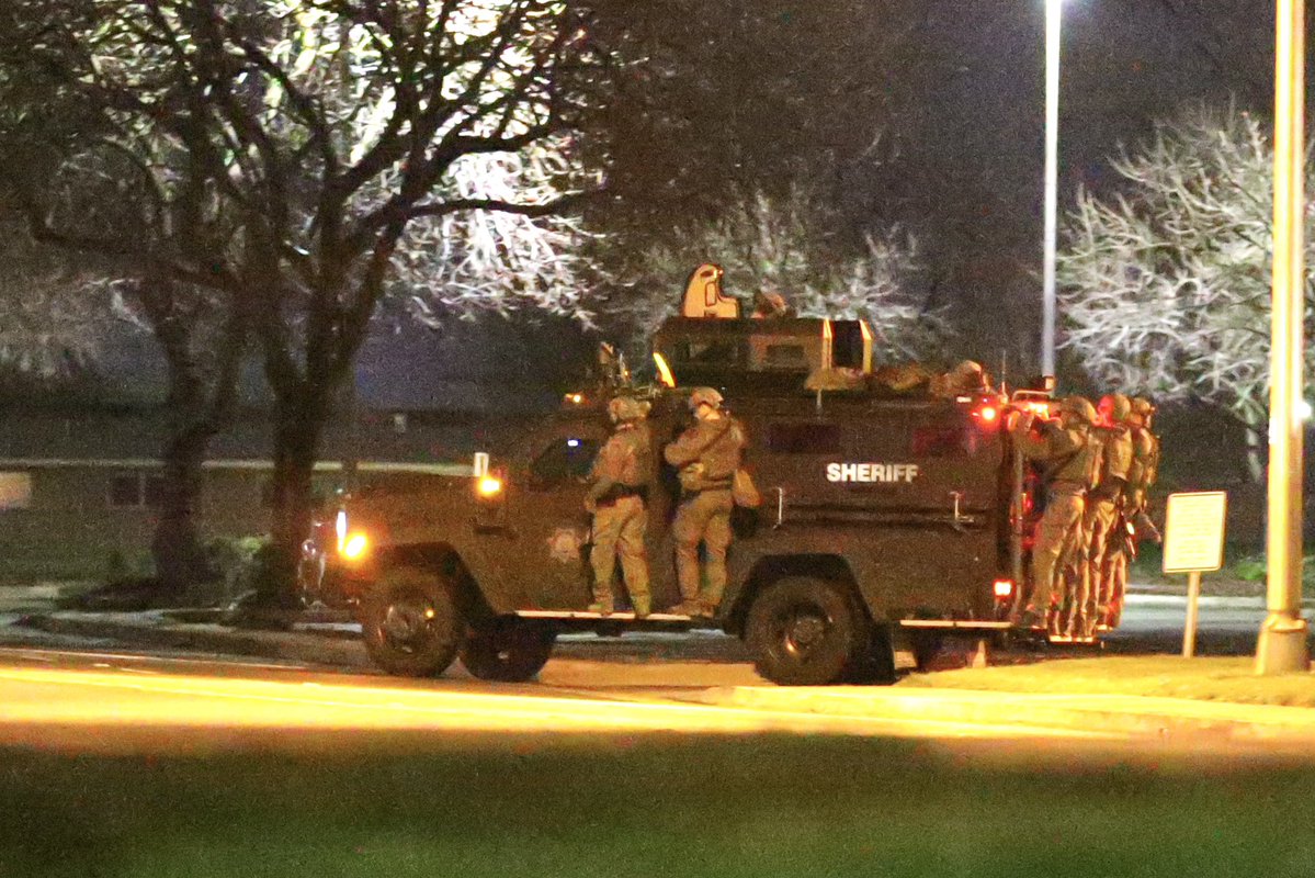 Suspect in custody after overnight standoff with Sacramento sheriff officers near 34th Street and Freedom Park Drive. Officers reportedly were performing a welfare check when shots were fired at them from the residence