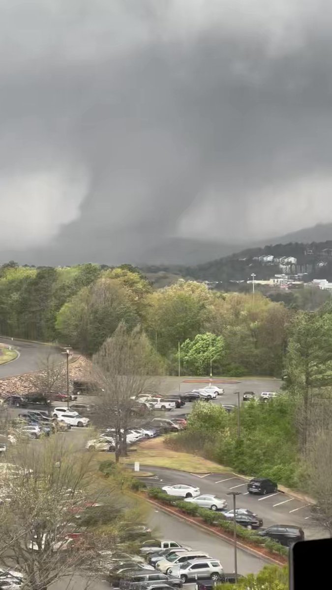 Large tornado on the ground in the Little Rock, Arkansas area