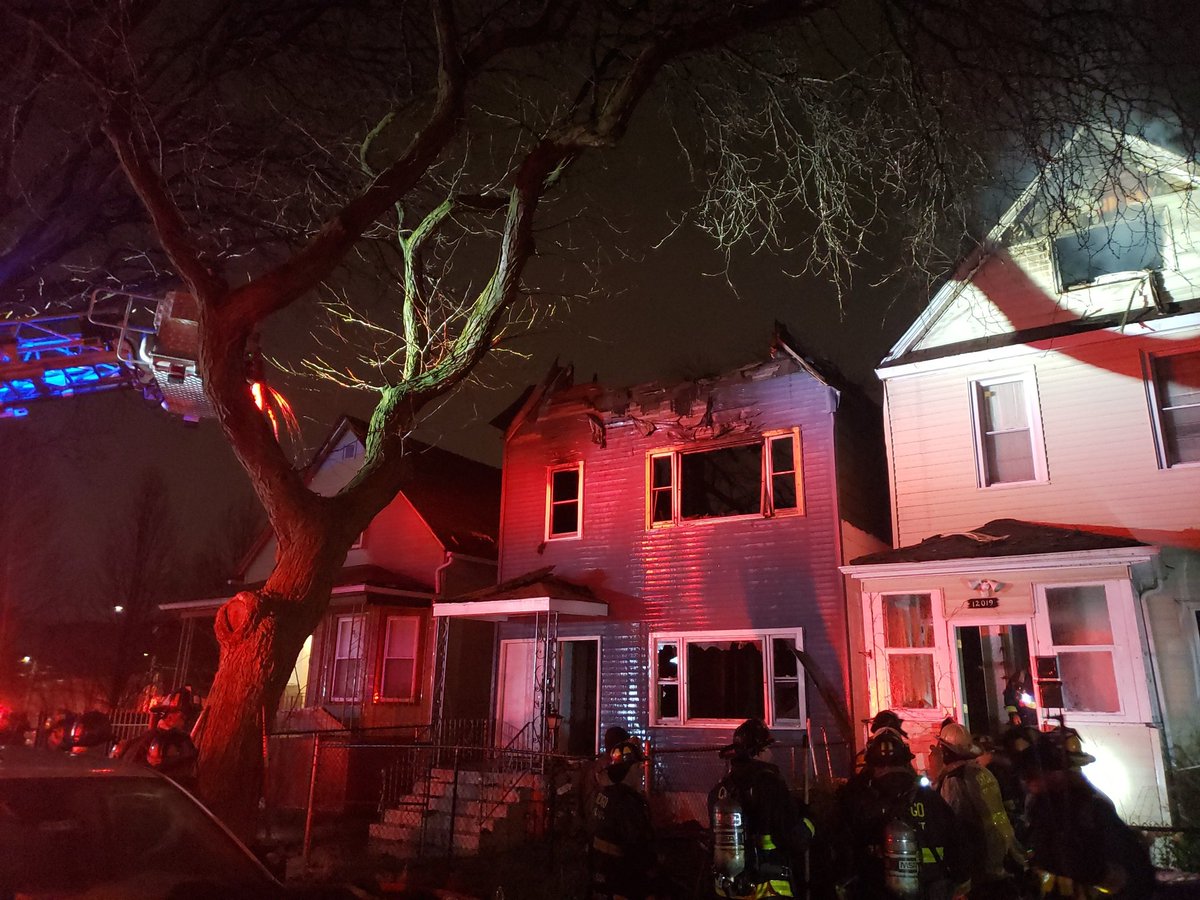 Still & Box 12015 S Wallace  2.5 story frame, 25x50 heavy fire fl 2 attic. Staging area with exposures to No & So. 311 Alarm with Mayday @ 04011 Ff transported Red Critical condition to Christ & 1 FF Yellow stsble condition to Christ. All companies working Mayday secured.