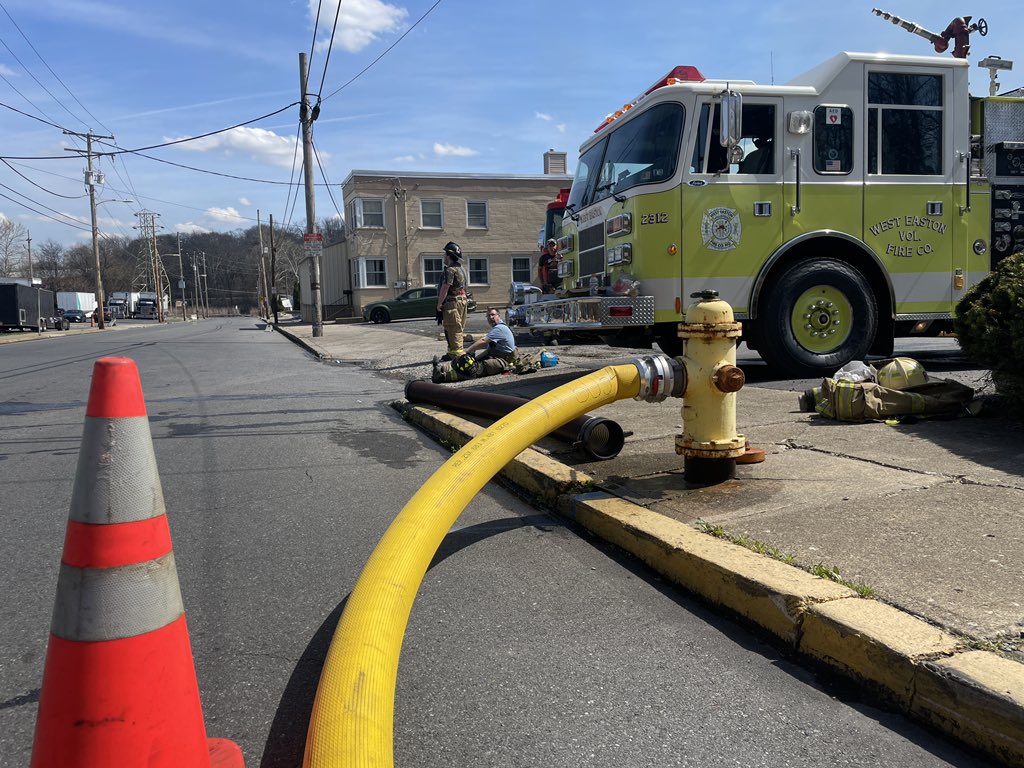 Crews remain on scene at a West Easton warehouse fire. Pennsylvania State Police tell a state fire marshal is on scene. nnWe're about a mile away from the site of the fire. At times we can see black smoke billowing into the air