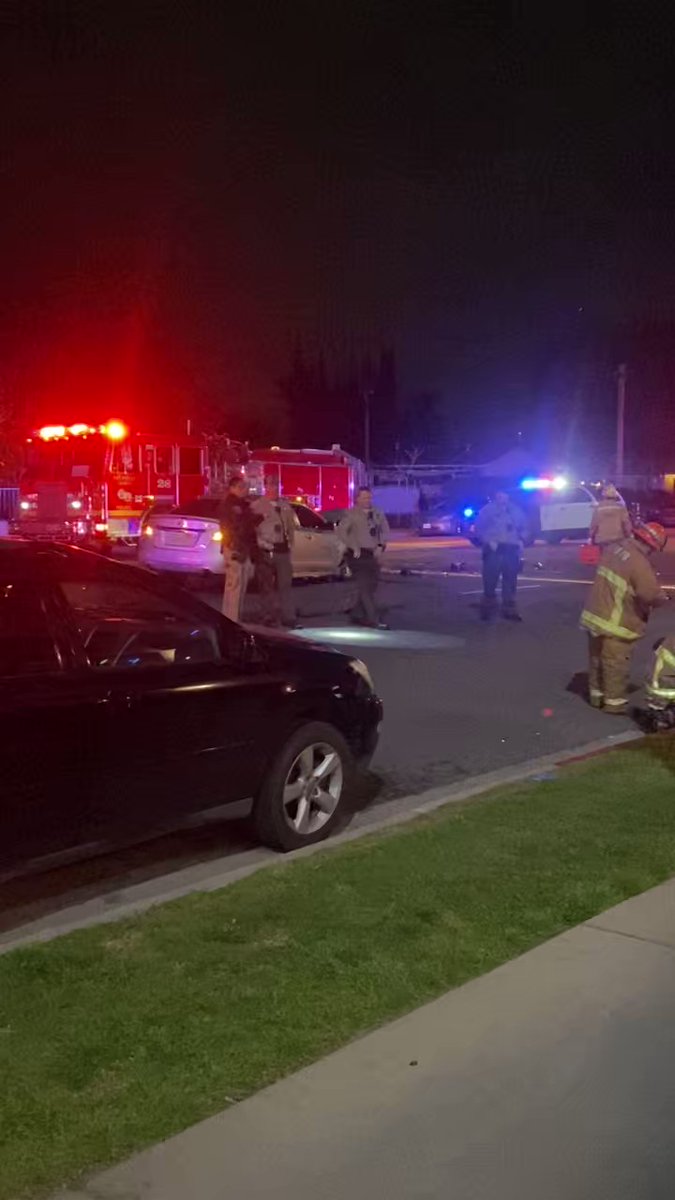 There was a major traffic accident on Amar and Orange at approximately 10:57pm. A vehicle involved overturned from the collision