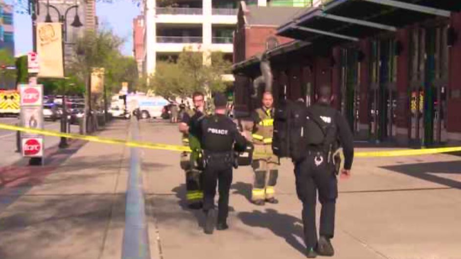 Gunman opens fire inside Old National Bank  333 E Main St.  11 people shot, at least 6 are dead. Bank employees hid inside vault. Police officer among the injured. Gunman is a 25-year-old white male. Gunman 'neutralized'. Motive currently unknown