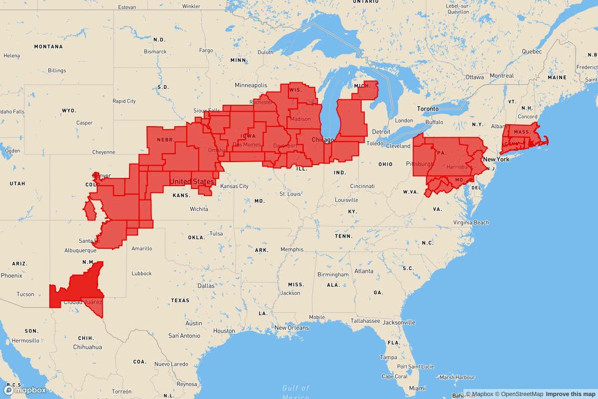 A Red Flag Warning has been issued for these areas. Weather events which may result in extreme fire behavior will occur within 24 hours. This is the highest alert