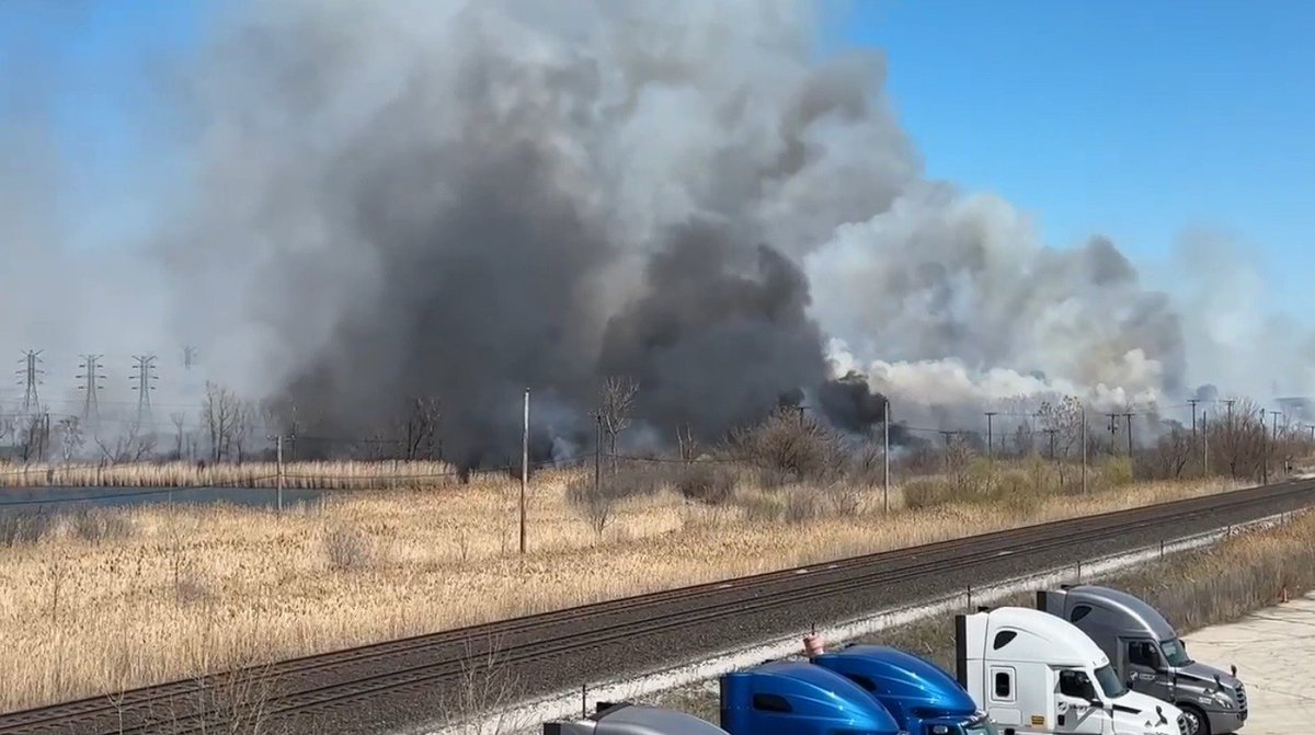 A large brush fire is currently ongoing near the Gary, IN/Chicago International Airport. Multiple agencies on scene