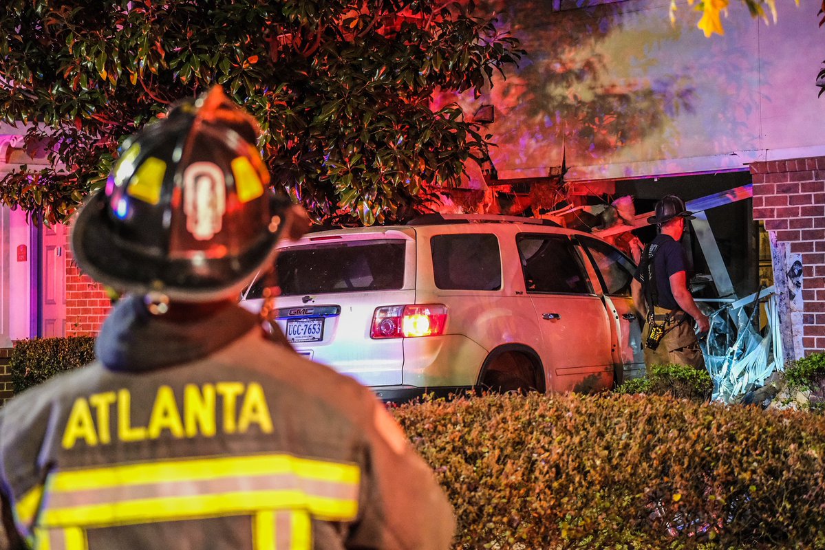 A vehicle has run off the road and into an apartment building at the intersection of Sells Avenue SW and Joseph E Lowery Boulevard. Large @ATLFireRescue presence at the scene. No word on injuries yet.