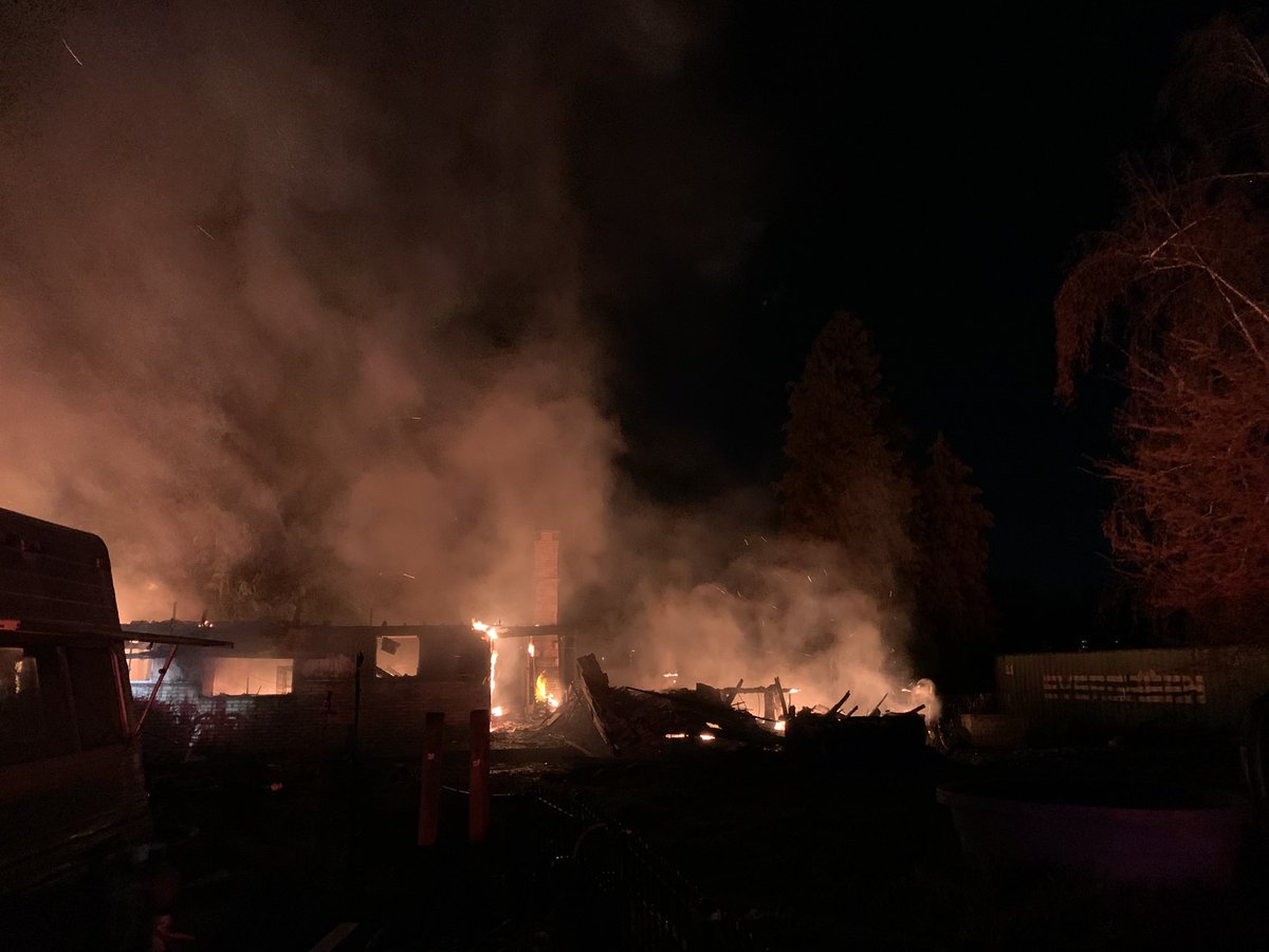 Districts 6,8,  9 arrived to find a fully involved structure fire at the 3000 block of Lindell rd NE. No injuries, residents are safe. The home is a total loss. Fire is under control but not out. Lacey Fire remains on scene for final extinguishment and investigation