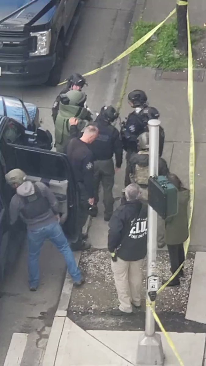 New video of the bomb squad on scene at the site of the reported explosion in downtown Seattle