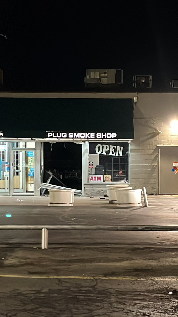And yet another smash and grab this one at the Plug Smoke Shop on Park Avenue. Police are also still here investigating