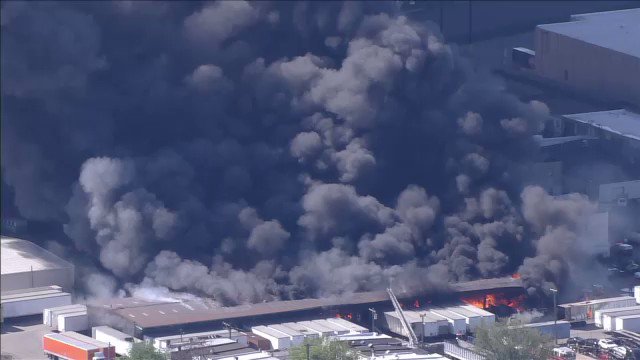 3 alarm warehouse fire in the 5100 block of Darkrun Lane in the Wissinoming section Philadelphia.  Injuries reported at the scene