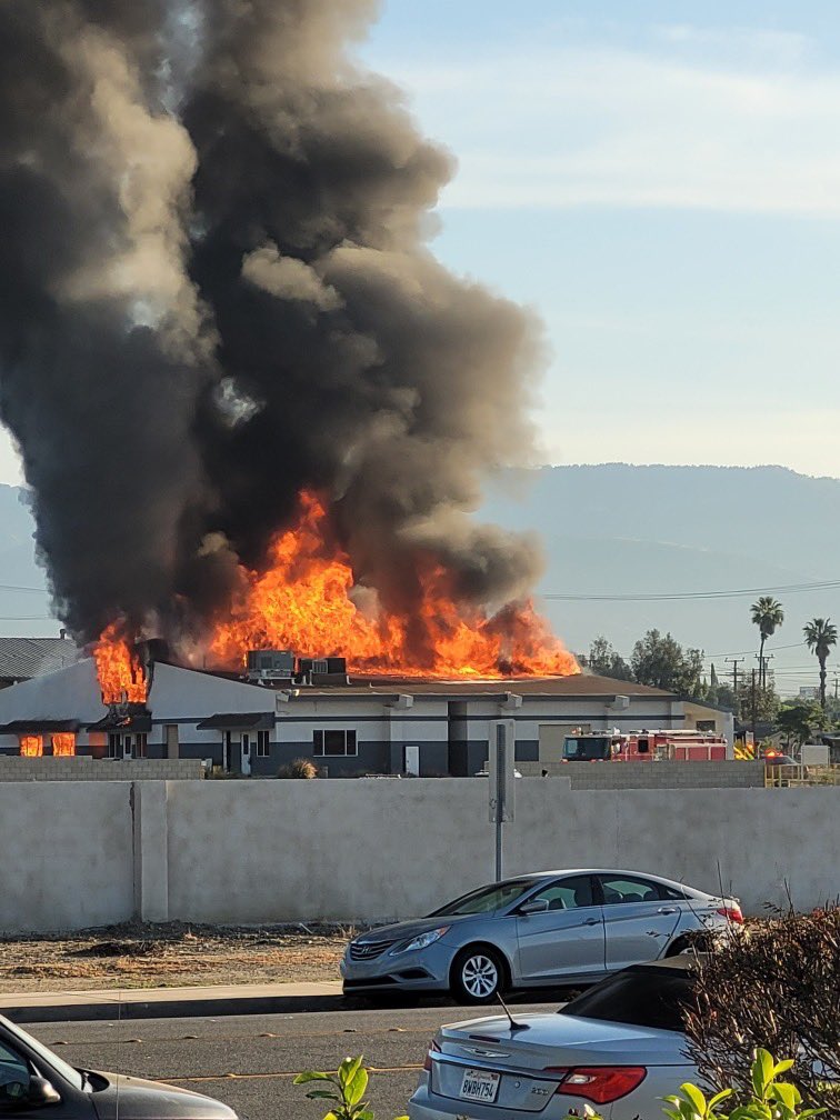 Rialto Commercial Fire that's a worker.