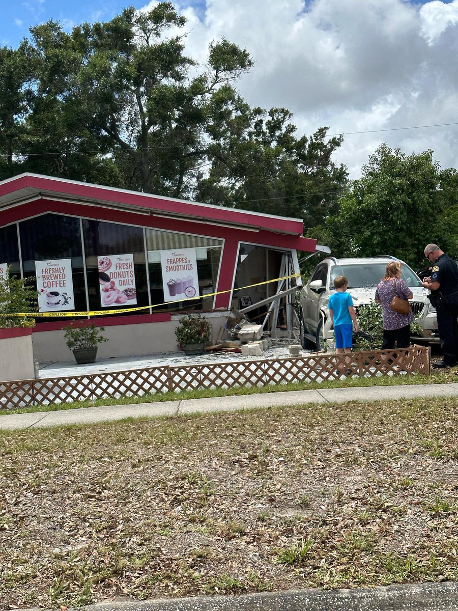 St. Petersburg: Vehicle struck the FREY's Donut House at 5236 16th Street N. No serious injuries reported. Unknown extent of structural damage