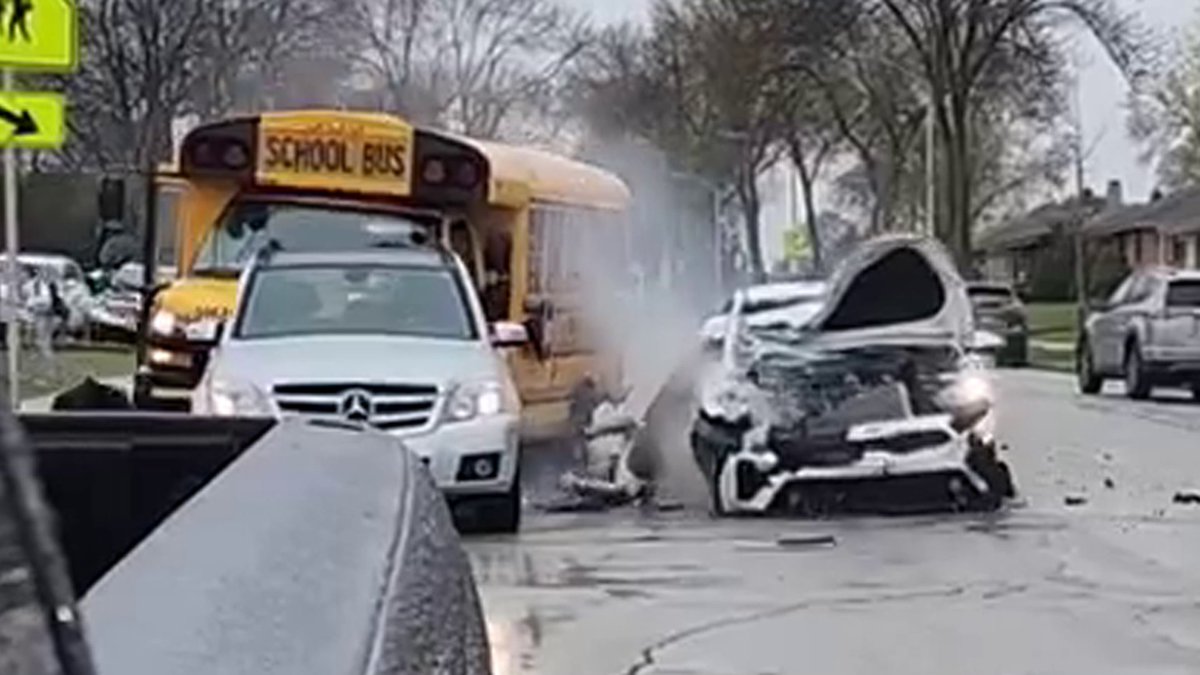 Milwaukee Police on crash near Morse Middle school:15-year-old male with life-threatening injuries 11-year-old male on school bus transported to hospital injuries. The Kia was stolen. People in car fled the crash scene