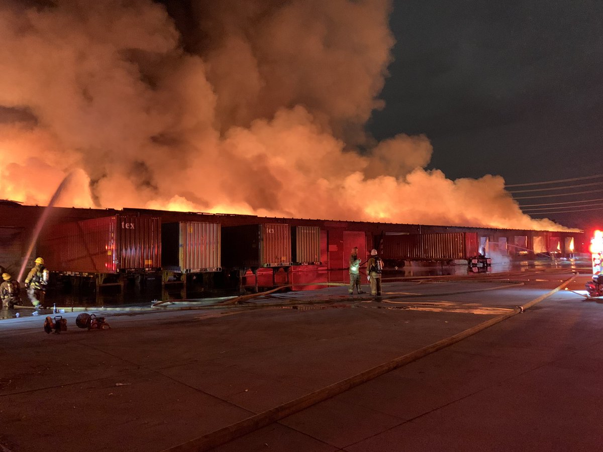 6501 Flotilla St commerce   At approx. 3:30a.m. LACoFD arrived on scene of a single story building with heavy smoke and fire through the roof. Units are currently in defensive