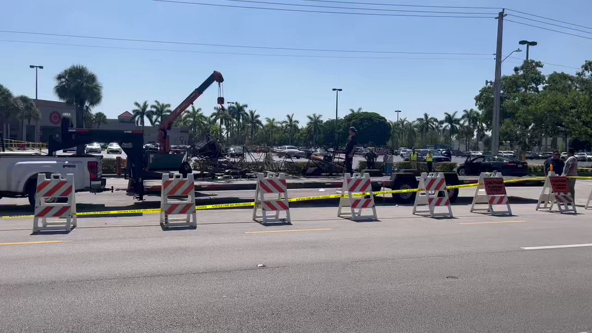 Crews working on moving the plane that crashed on N Park Rd in Hollywood. @NTSB on scene investigating