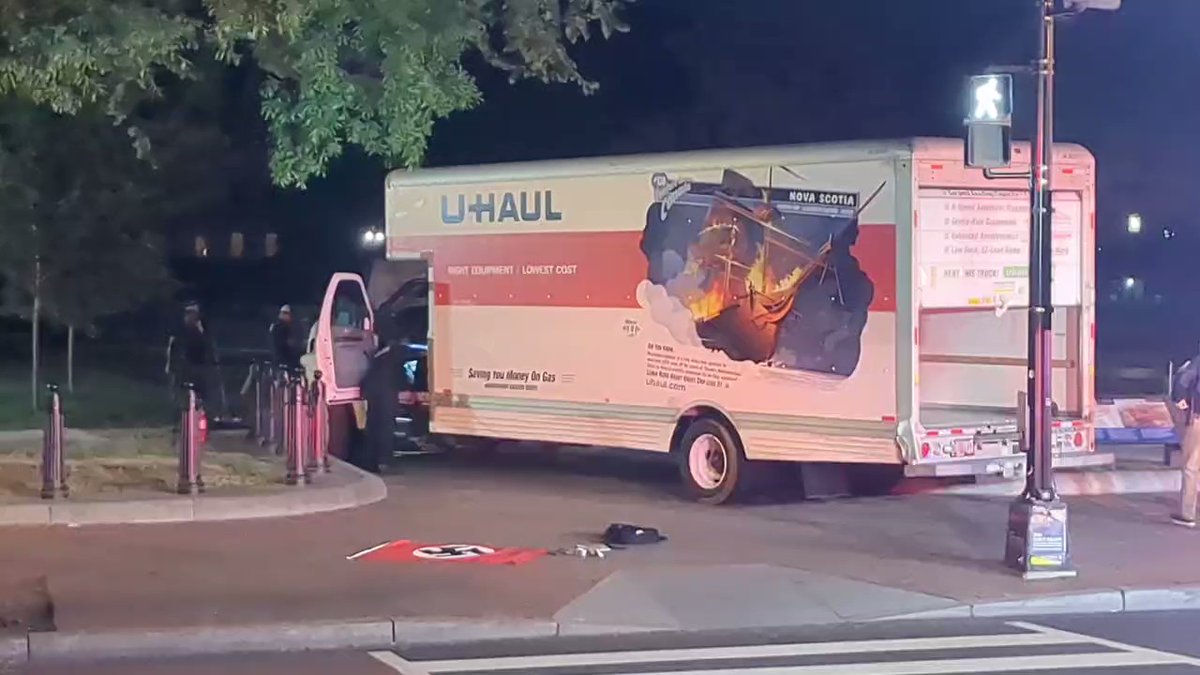 Nazi flag found inside U-Haul truck which rammed into security gates outside White House in Washington, DC