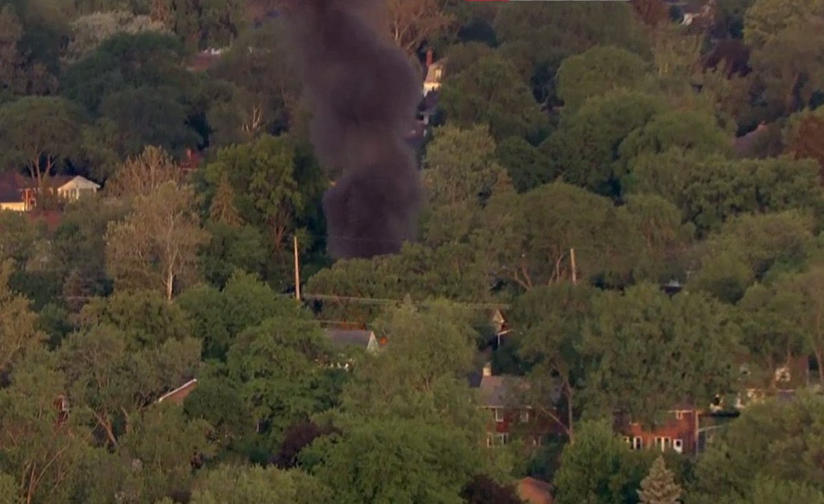 Garage fire near Blanchard/Liberty Skycam 9 crew saw the thick black smoke from miles away