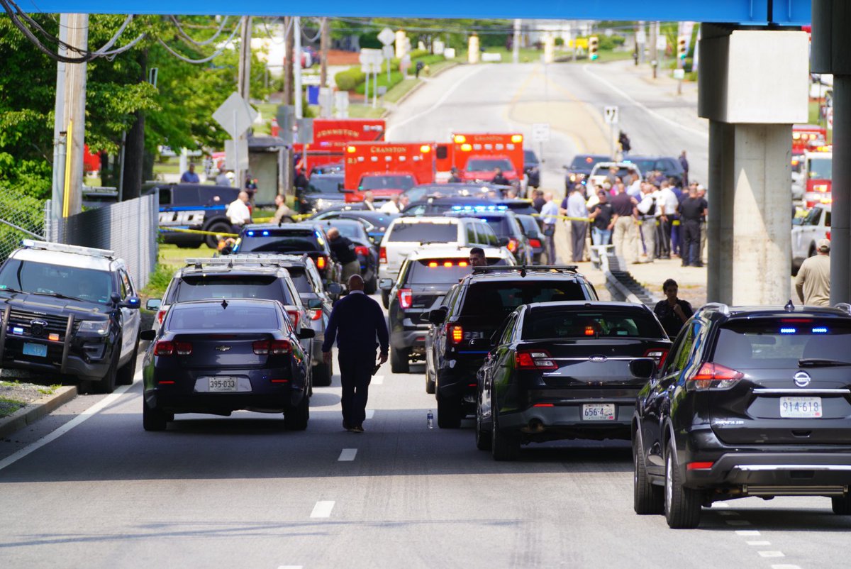 A triple shooting at a home on Ligian Court in Johnston ends in gunfire on Plainfield Pike on the Johnston - Cranston line with the suspect apparently shot in an exchange of gunfire; reportedly dozens of shots fired here.