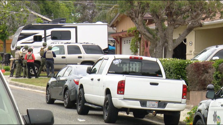 Police are on the scene of a shooting in Lemon Grove, where a woman was found suffering from a gunshot wound inside a home. The Sheriff's Department said the suspect may be armed and has barricaded himself inside a home