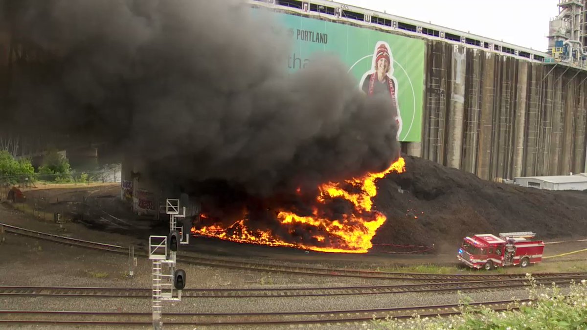 Crews were able to get the fire under control fairly quickly upon arrival. According to @PDXFire, a crew from the facility where the pile is located will be using a backhoe to dig down into the pile to extinguish any lingering hot spots